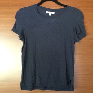 Short-Sleeve Navy Shirt w/ Darker Navy Polka Dots